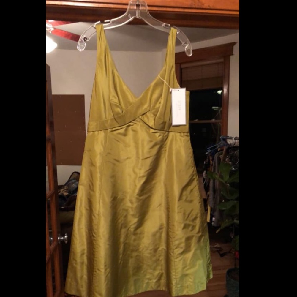 J.Crew 100% Silk olive green Party Dress